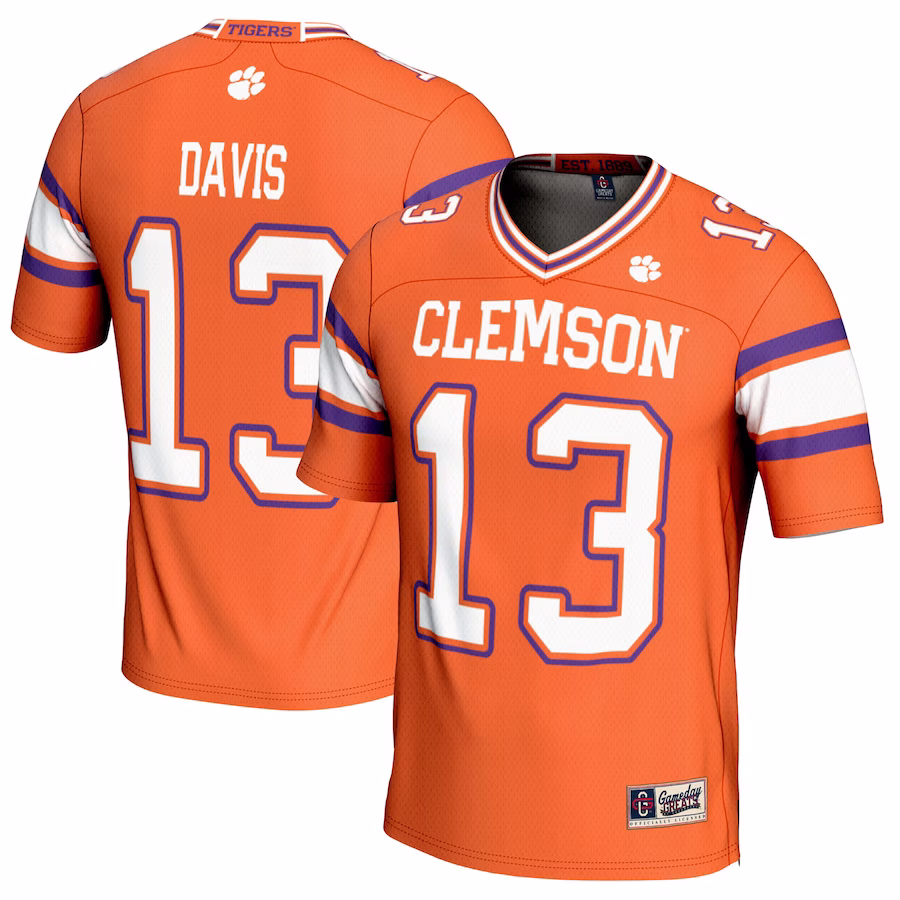 Tyler Davis Clemson Tigers GameDay Greats Youth NIL Player Football Jersey - Orange - Puhuasuan