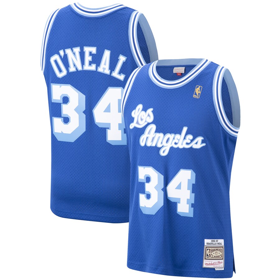 Men's Los Angeles Lakers Shaquille O'Neal Mitchell & Ness Royal Hardwood Classics Swingman Jersey - Puhuasuan