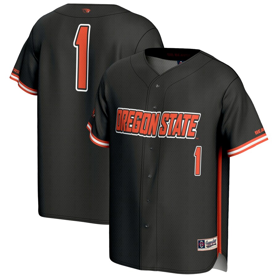 #1 Oregon State Beavers GameDay Greats Youth Lightweight Baseball Fashion Jersey - Black - Puhuasuan