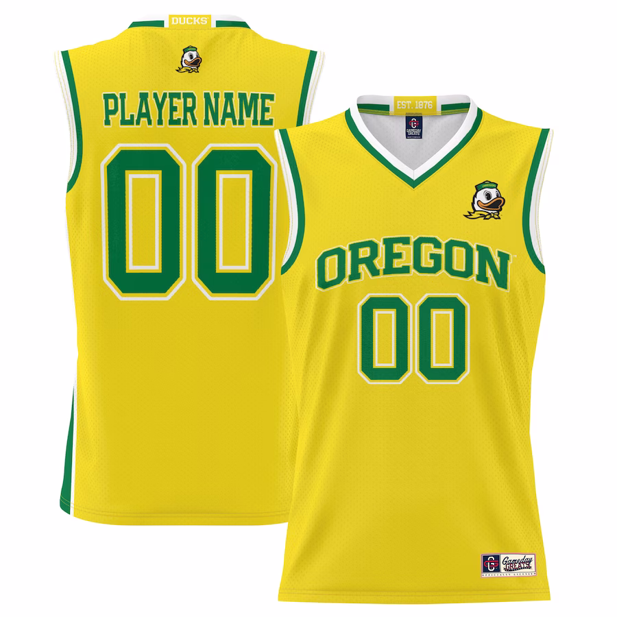 Oregon Ducks GameDay Greats Men's NIL Pick-A-Player Lightweight Basketball Jersey - Yellow - Puhuasuan