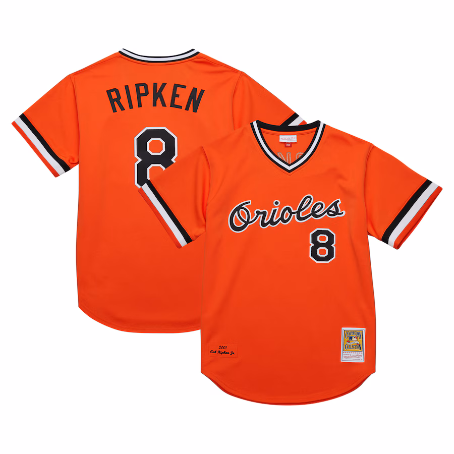 Men's Baltimore Orioles Cal Ripken Jr. Mitchell & Ness Orange 2001 Cooperstown Collection Authentic Throwback Jersey - Puhuasuan
