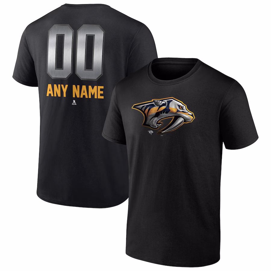 Men's Nashville Predators Black Personalized Midnight Mascot Logo T-Shirt - Puhuasuan