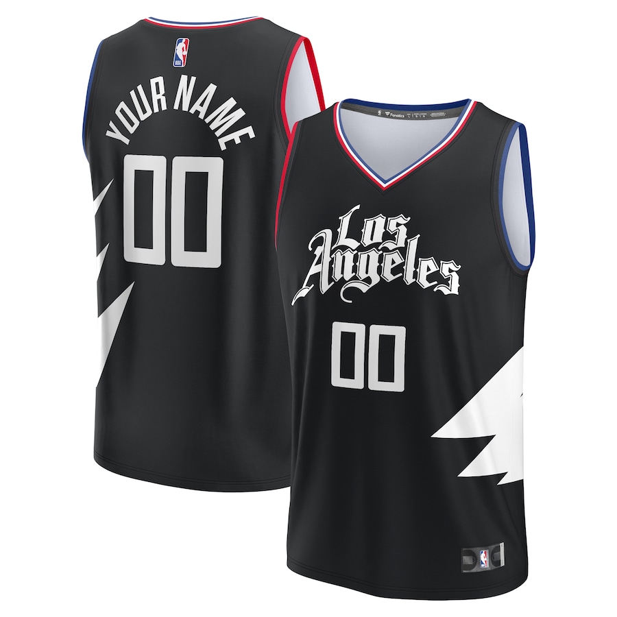 Youth LA Clippers  Fanatics Black Fast Break Replica Custom Jersey - Statement Edition - Puhuasuan