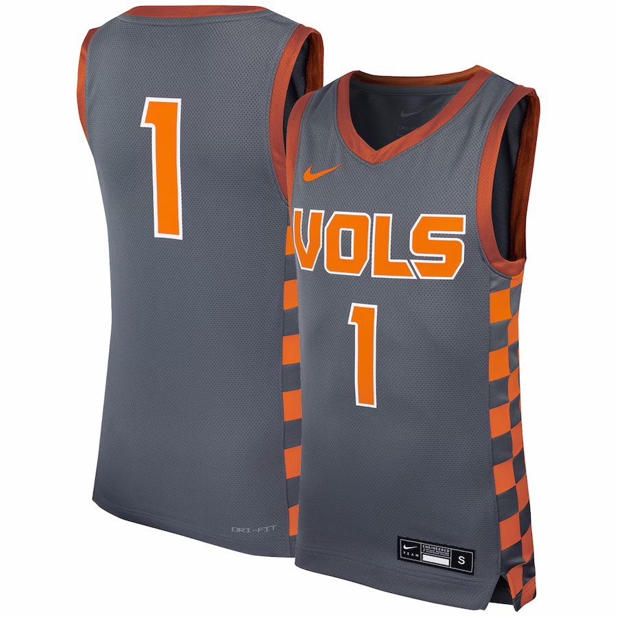 #1 Tennessee Volunteers Nike Youth Icon Replica Basketball Jersey - Gray - Puhuasuan