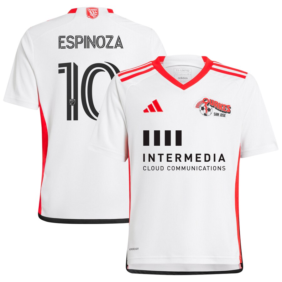 Youth San Jose Earthquakes Cristian Espinoza adidas White 2024 The 50 Kit Replica Player Jersey - Puhuasuan