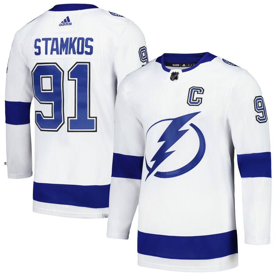 Men's Tampa Bay Lightning Steven Stamkos adidas White Away Primegreen Authentic Pro Player Jersey - Puhuasuan