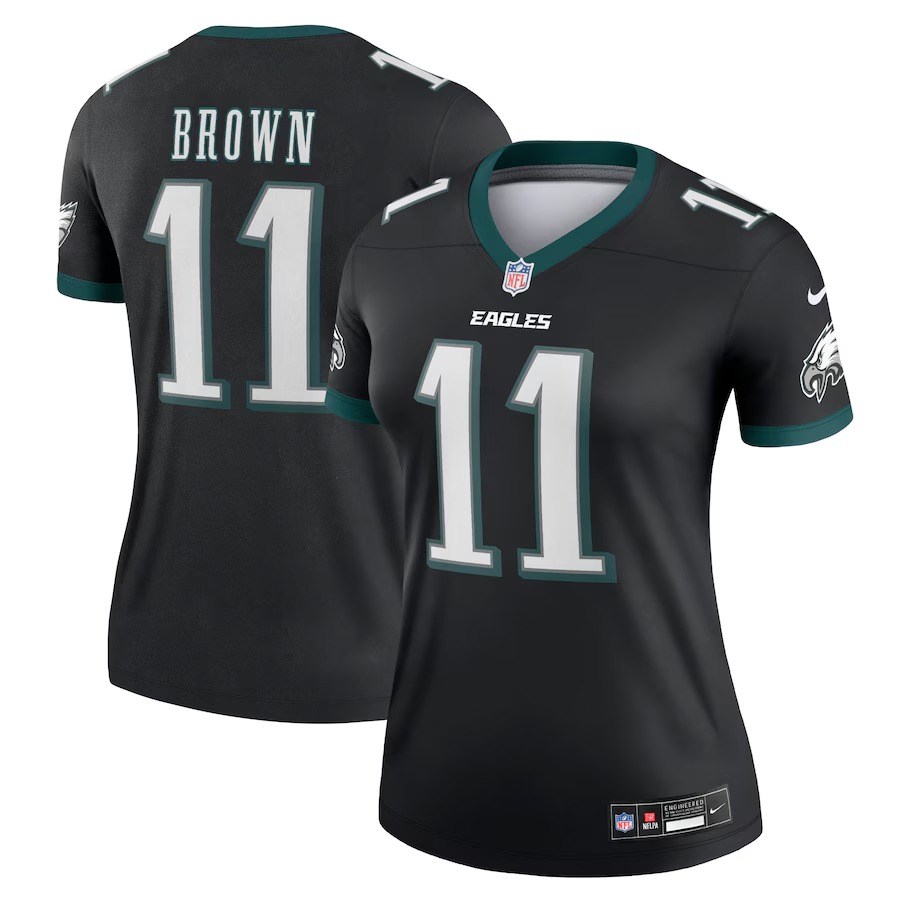 Women's Philadelphia Eagles A.J. Brown Nike Black Alternate Legend Player Performance Top - Puhuasuan