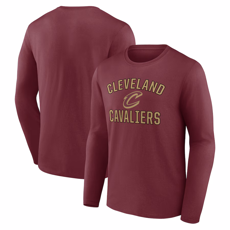 Men's Cleveland Cavaliers Wine Victory Arch Team Long Sleeve T-Shirt - Puhuasuan