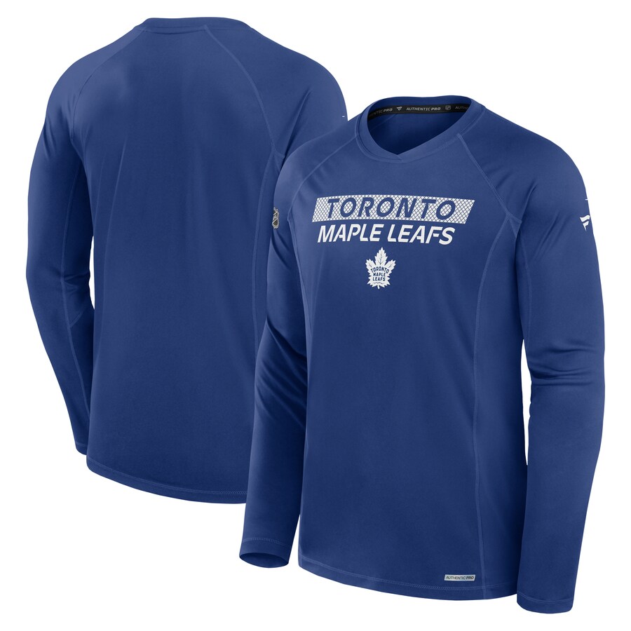 Men's Toronto Maple Leafs Fanatics Blue Authentic Pro Rink Tech Long Sleeve T-Shirt - Puhuasuan