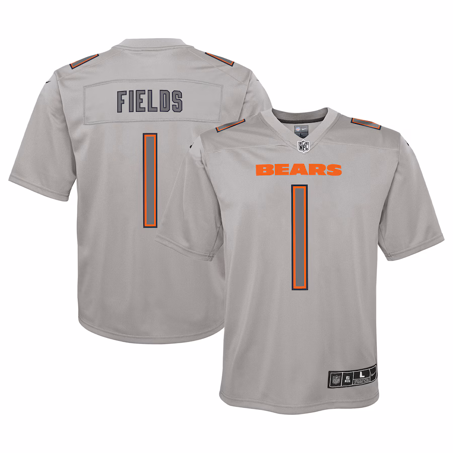 Youth Chicago Bears Justin Fields Nike Gray Atmosphere Game Jersey - Puhuasuan