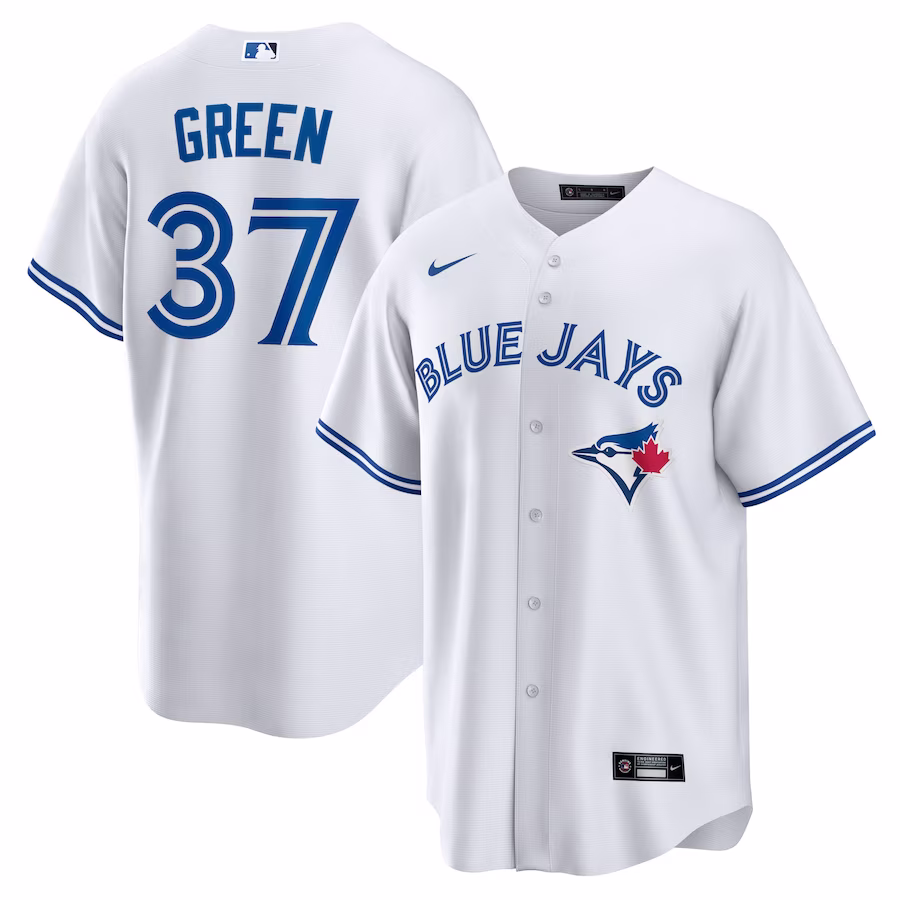 Men's Toronto Blue Jays Chad Green Nike White Home Replica Player Jersey - Puhuasuan