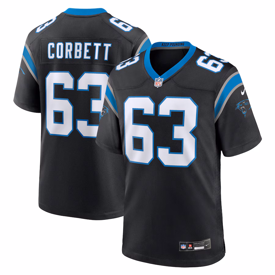 Men's Carolina Panthers Austin Corbett Nike Black Team Game Jersey - Puhuasuan