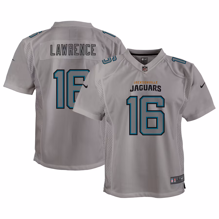Youth Jacksonville Jaguars Trevor Lawrence Nike Gray Atmosphere Game Jersey - Puhuasuan