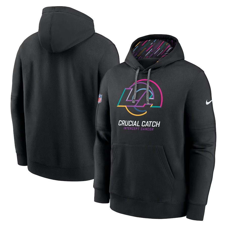 Men's Los Angeles Rams Nike Black 2024 NFL Crucial Catch Club Pullover Hoodie - Puhuasuan