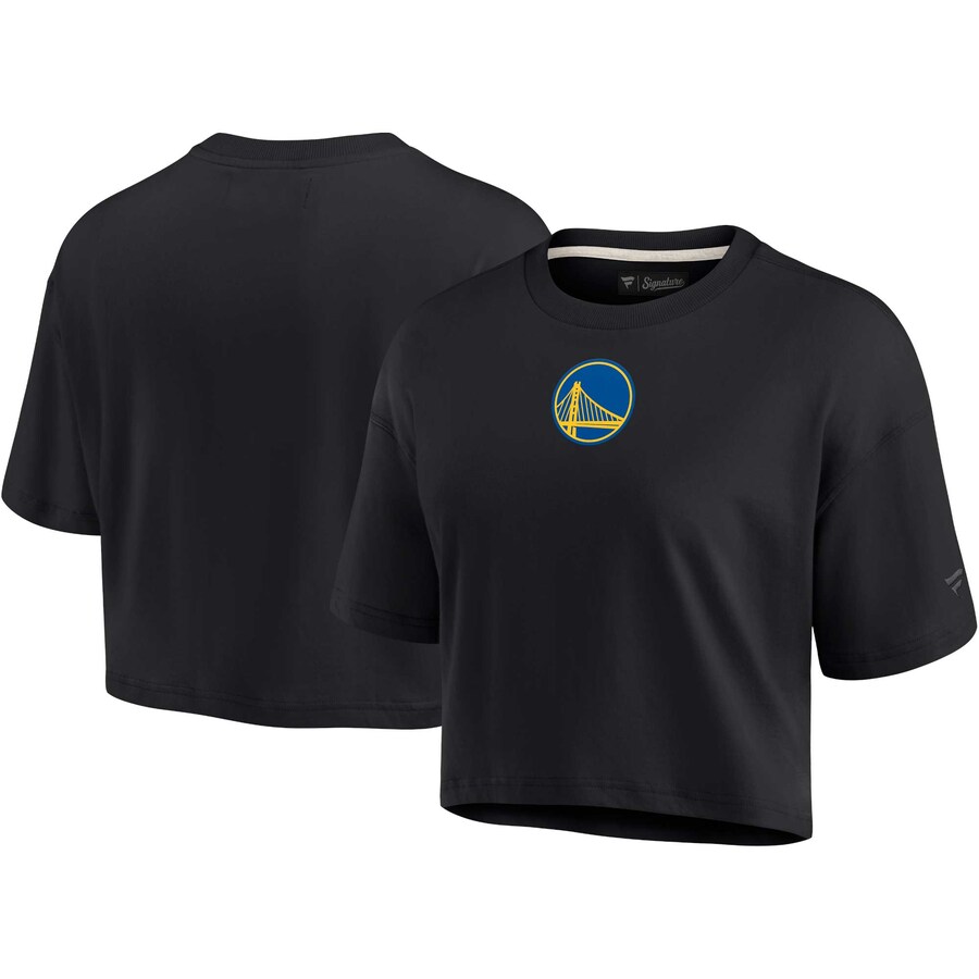 Women's Golden State Warriors Fanatics Black Elements Super Soft Boxy Cropped T-Shirt - Puhuasuan