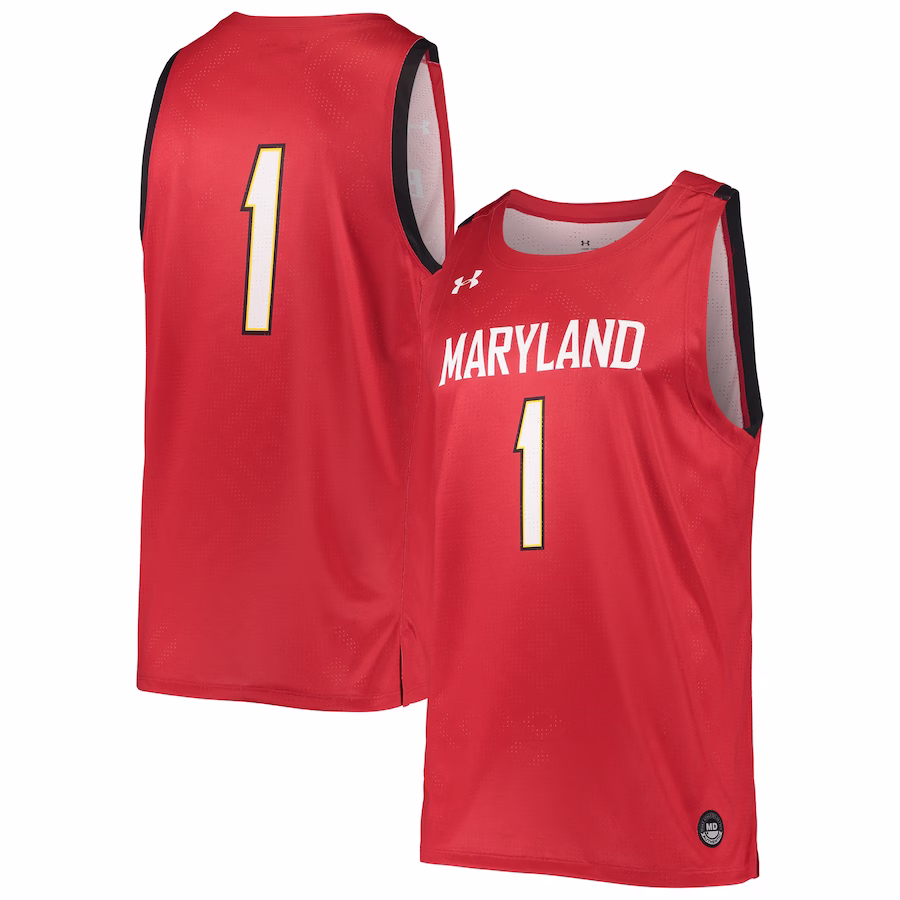 #1 Maryland Terrapins Under Armour College Replica Basketball Jersey - Red - Puhuasuan