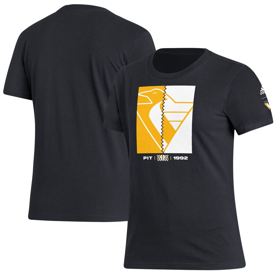 Women's Pittsburgh Penguins adidas Black Reverse Retro 2.0 Playmaker T-Shirt - Puhuasuan