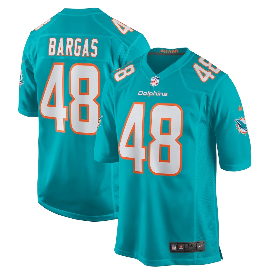 Men's Miami Dolphins Jake Bargas Nike Aqua Home Game Player Jersey - Puhuasuan