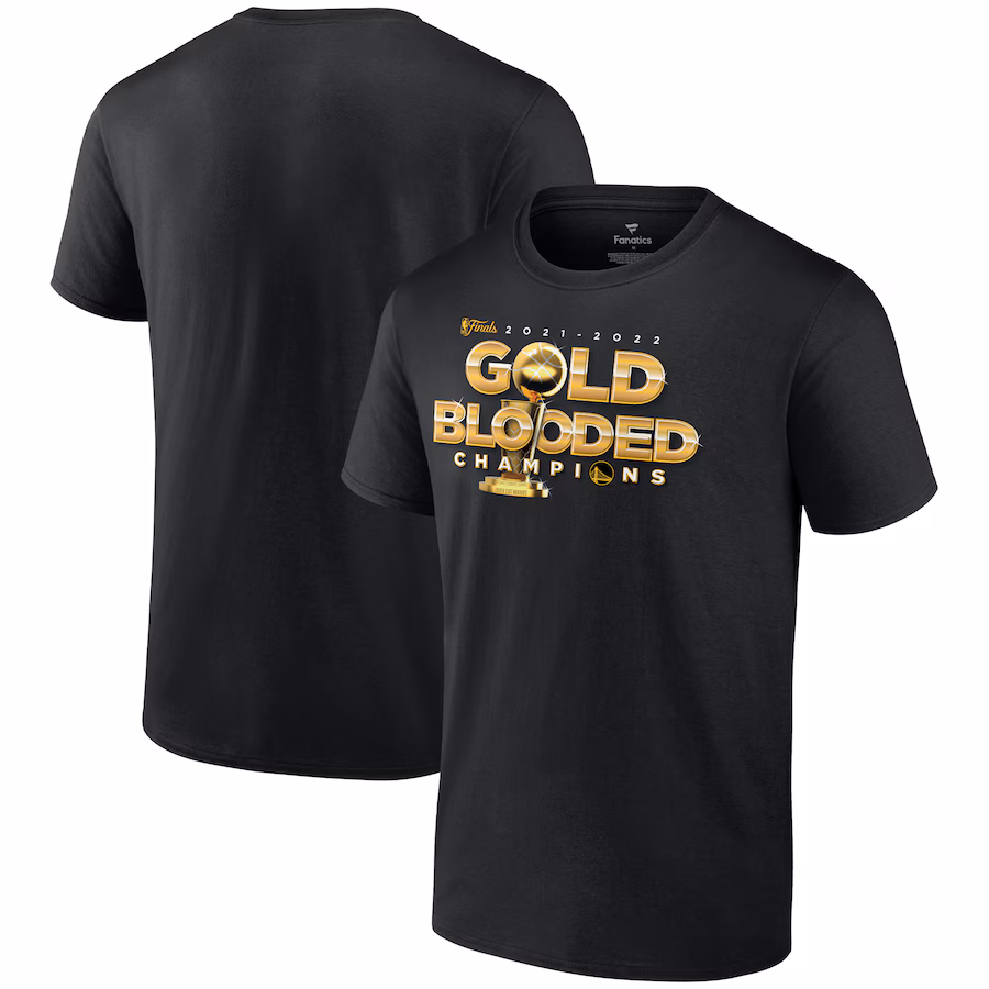 Men's Golden State Warriors Fanatics Black 2022 NBA Finals Champions Gold Blooded T-Shirt - Puhuasuan