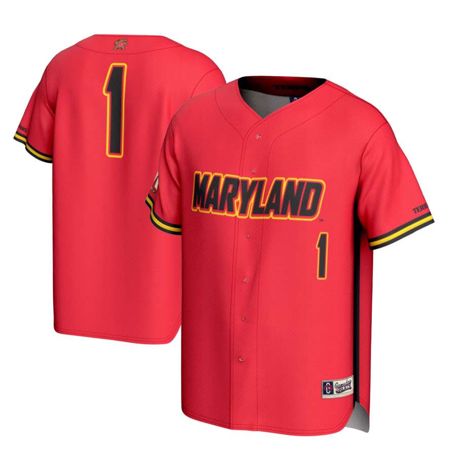 #1 Maryland Terrapins GameDay Greats Youth Lightweight Baseball Fashion Jersey - Red - Puhuasuan