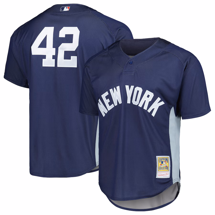 Men's New York Yankees Mariano Rivera Mitchell & Ness Navy Cooperstown Collection 2009 Batting Practice Jersey - Puhuasuan