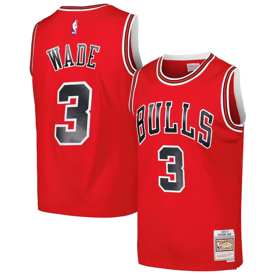 Men's Chicago Bulls Dwyane Wade Mitchell & Ness Red 2016/17 Hardwood Classics Swingman Jersey - Puhuasuan