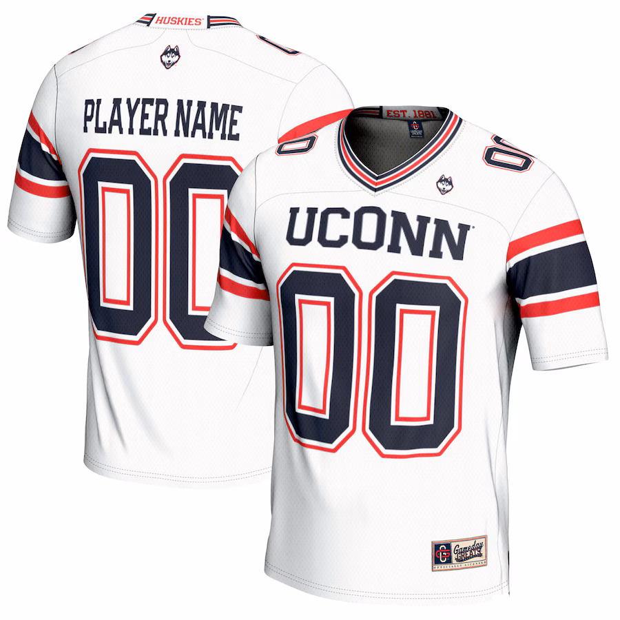 UConn Huskies GameDay Greats Youth NIL Pick-A-Player Football Jersey - White - Puhuasuan