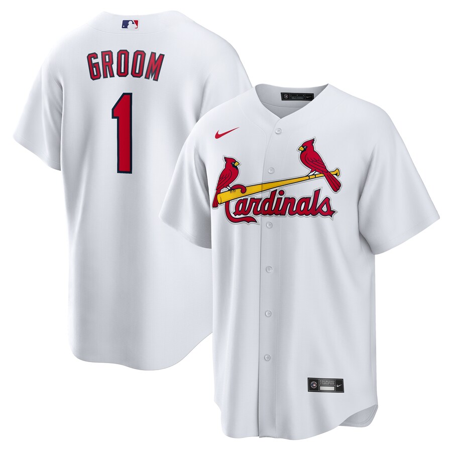 Men's St. Louis Cardinals Nike White #1 Groom Home Replica Jersey - Puhuasuan