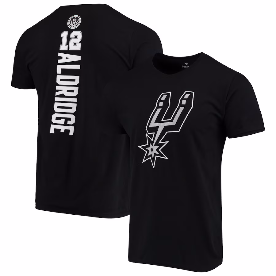 Men's San Antonio Spurs LaMarcus Aldridge Fanatics Black Team Playmaker Name & Number T-Shirt - Puhuasuan