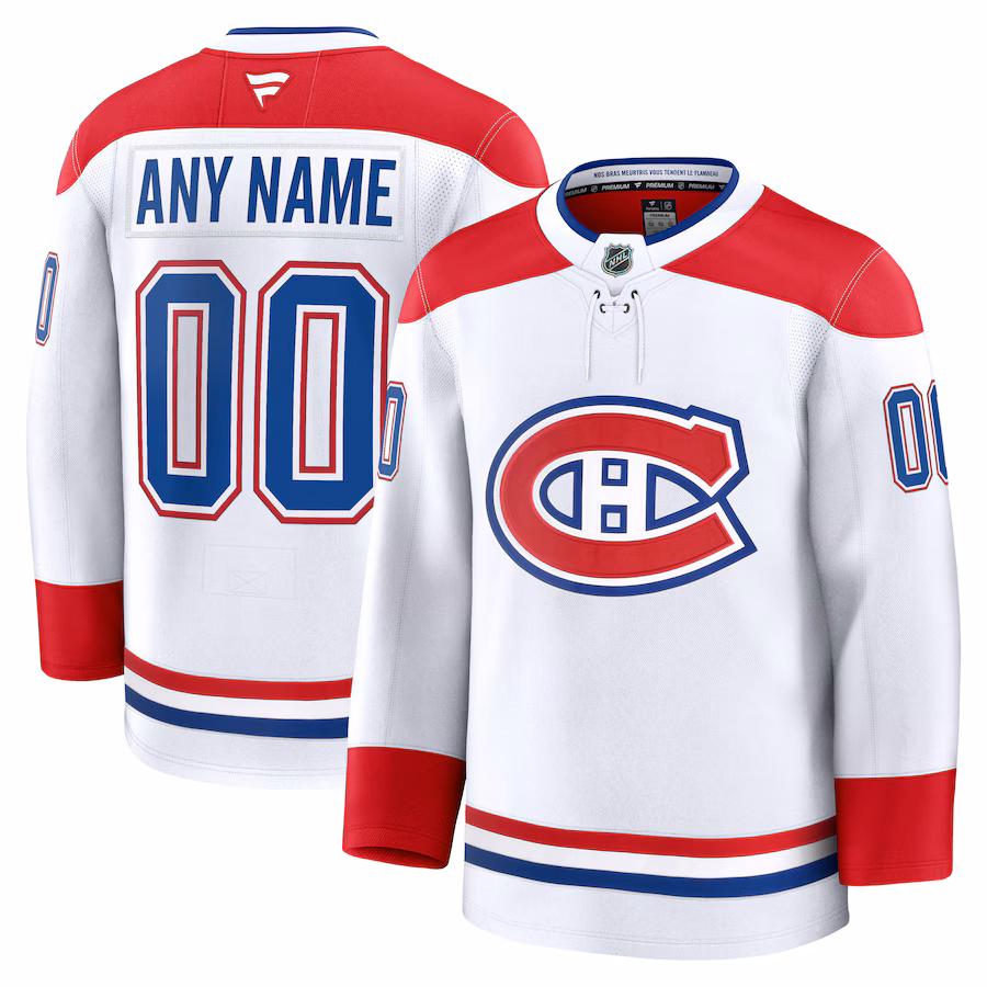 Men's Montreal Canadiens Fanatics White Away Premium Custom Jersey - Puhuasuan
