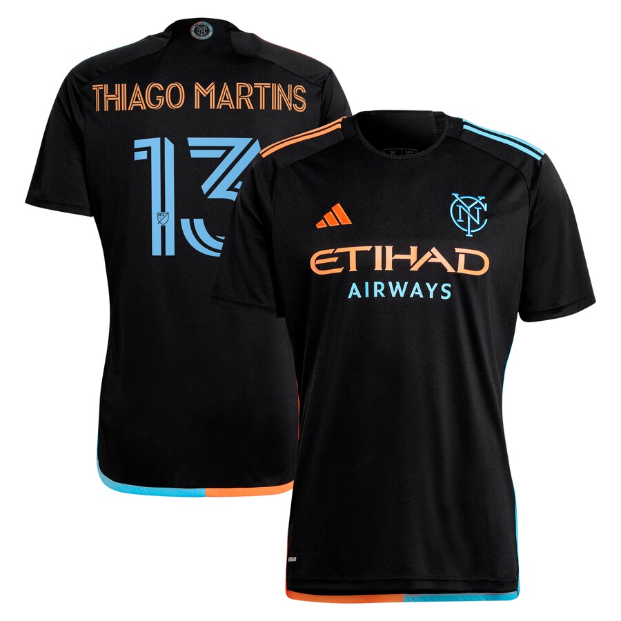 Men's New York City FC Thiago Martins adidas Black 2024 24/7 Kit Replica Player Jersey - Puhuasuan