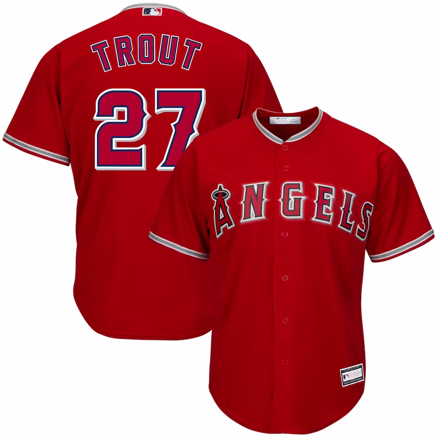 Men's Los Angeles Angels Mike Trout Red Big & Tall Replica Player Jersey - Puhuasuan