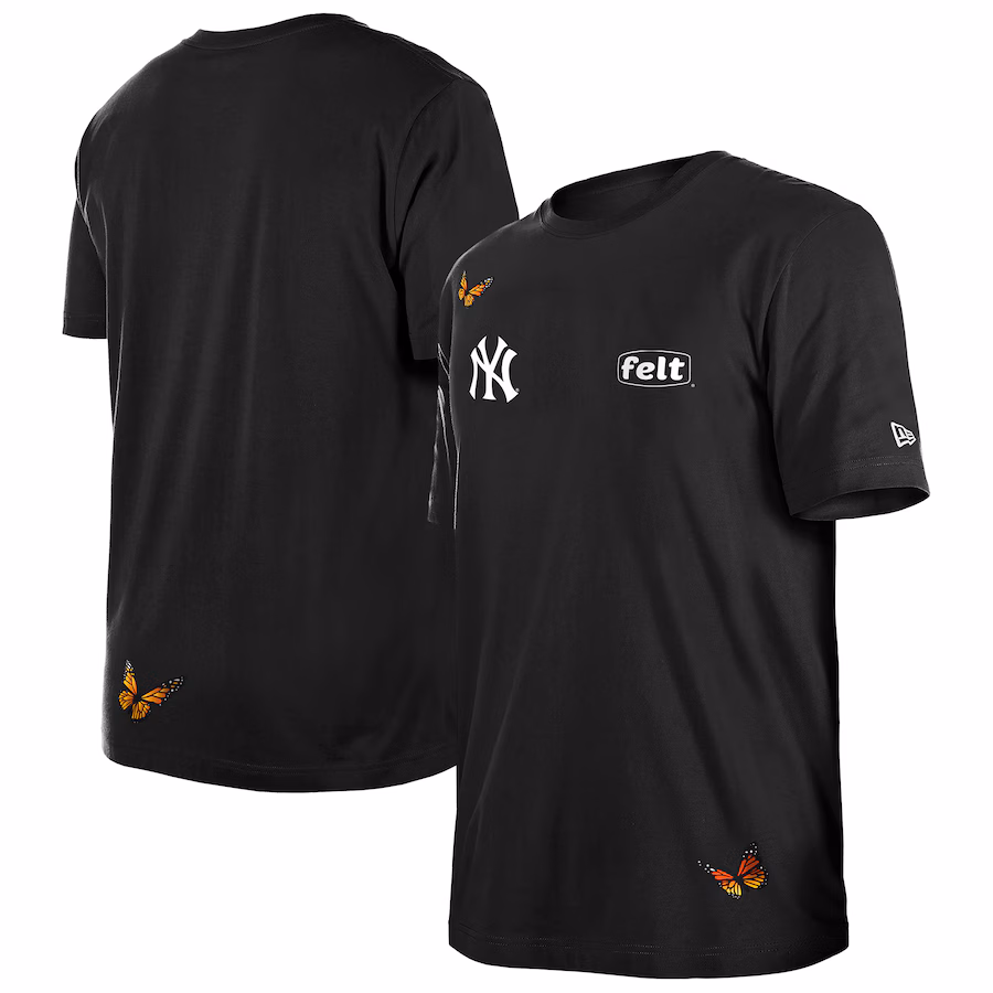 Men's New York Yankees New Era x Felt Black T-Shirt - Puhuasuan