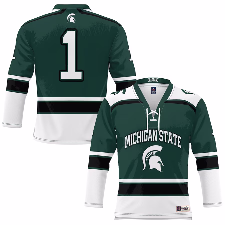 #1 Michigan State Spartans GameDay Greats Hockey Jersey - Green - Puhuasuan