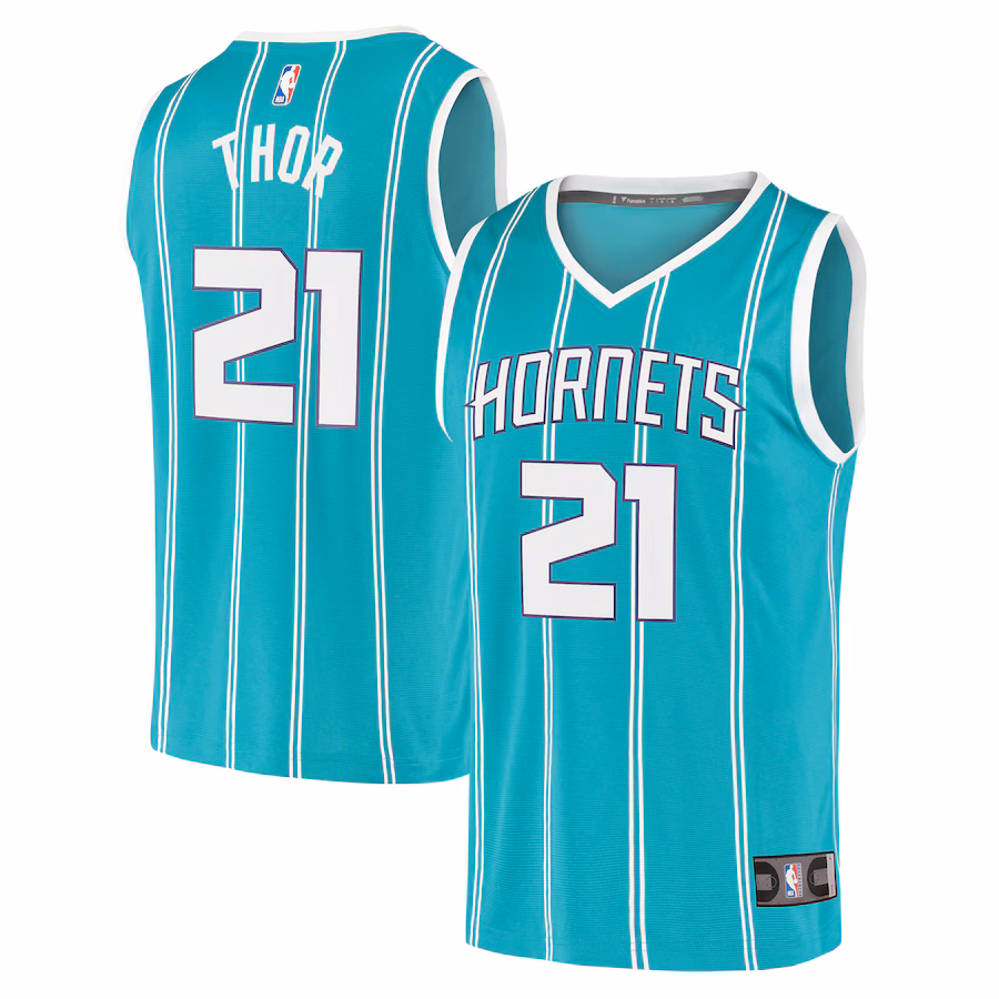 Youth Charlotte Hornets JT Thor Fanatics Teal 2021/22 Fast Break Replica Jersey - Icon Edition - Puhuasuan
