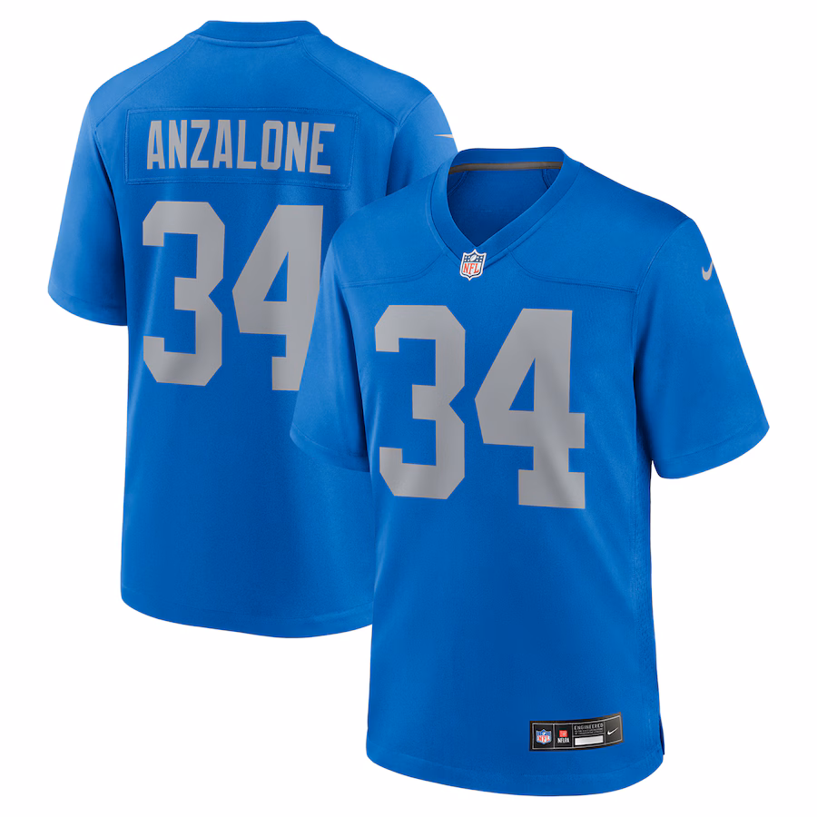 Men's Detroit Lions Alex Anzalone Nike Blue Alternate Game Jersey - Puhuasuan