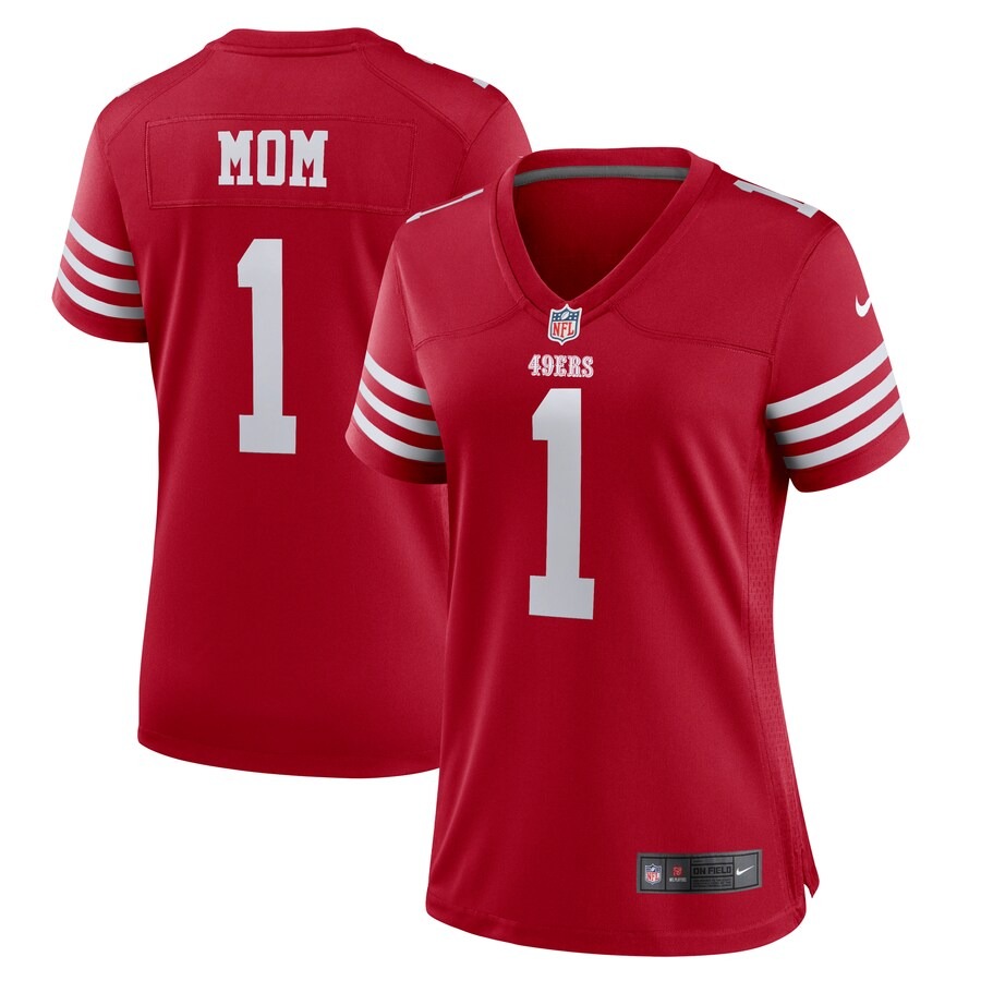 Women's San Francisco 49ers Number 1 Mom Nike Scarlet Game Jersey - Puhuasuan