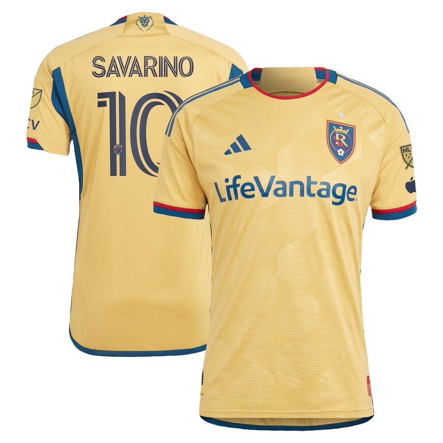 Men's Real Salt Lake Jefferson Savarino adidas Gold 2023 The Beehive State Kit Authentic Player Jersey - Puhuasuan