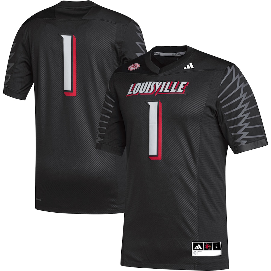 Men's adidas #1 Black Louisville Cardinals Premier Football Jersey - Puhuasuan