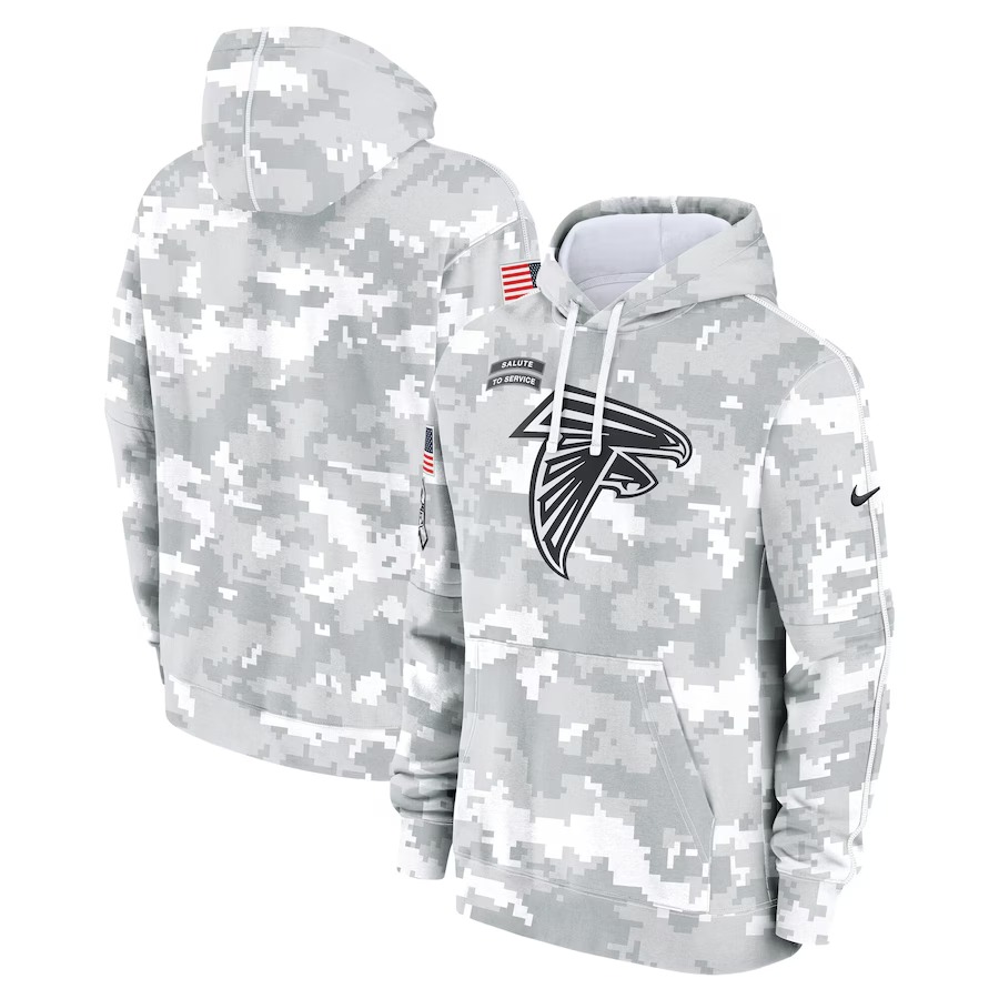 Men's Atlanta Falcons Nike Arctic Camo 2024 Salute to Service Club Fleece Pullover Hoodie - Puhuasuan