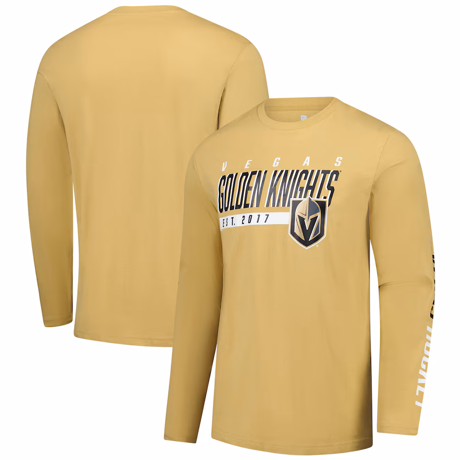 Men's Vegas Golden Knights Fanatics Gold Long Sleeve T-Shirt - Puhuasuan