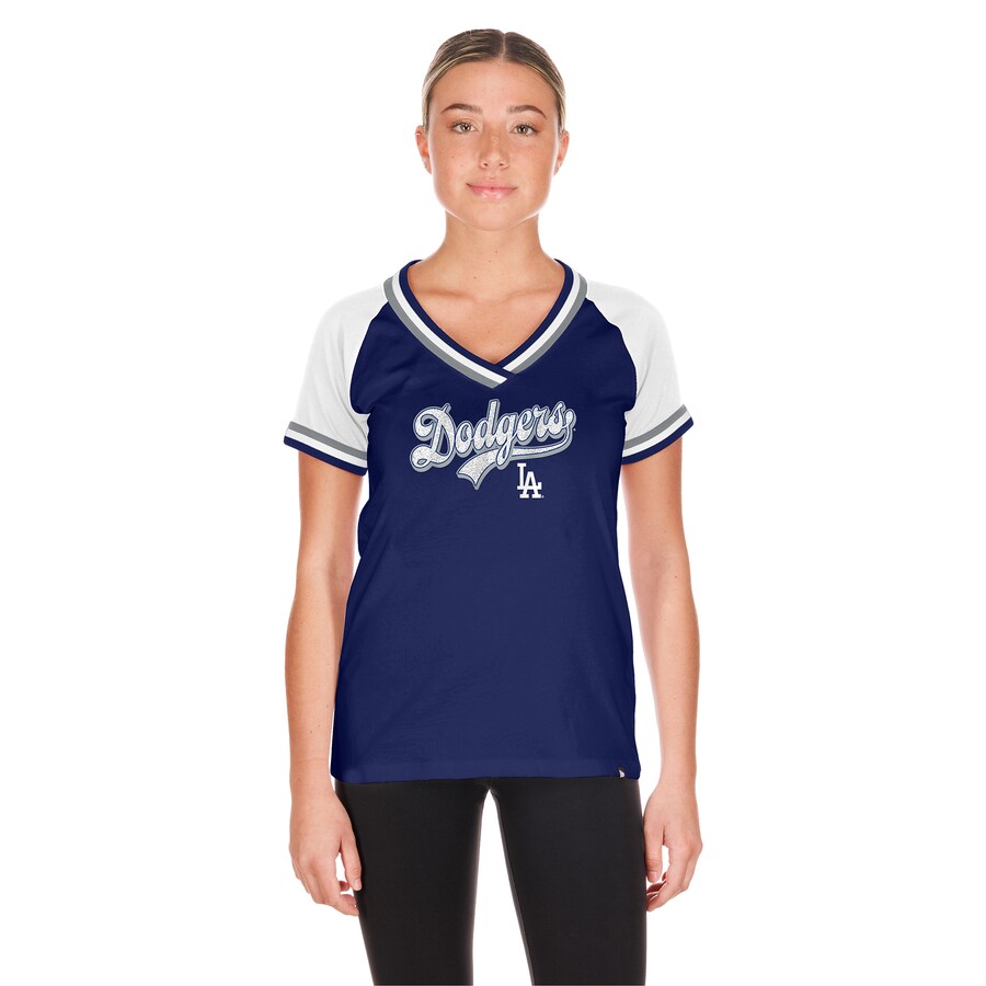 Women's Los Angeles Dodgers New Era Royal Gameday Raglan V-Neck T-Shirt - Puhuasuan
