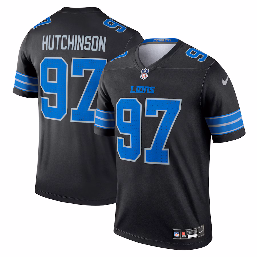 Men's Detroit Lions Aidan Hutchinson Nike Black Alternate Legend Player Performance Top - Puhuasuan