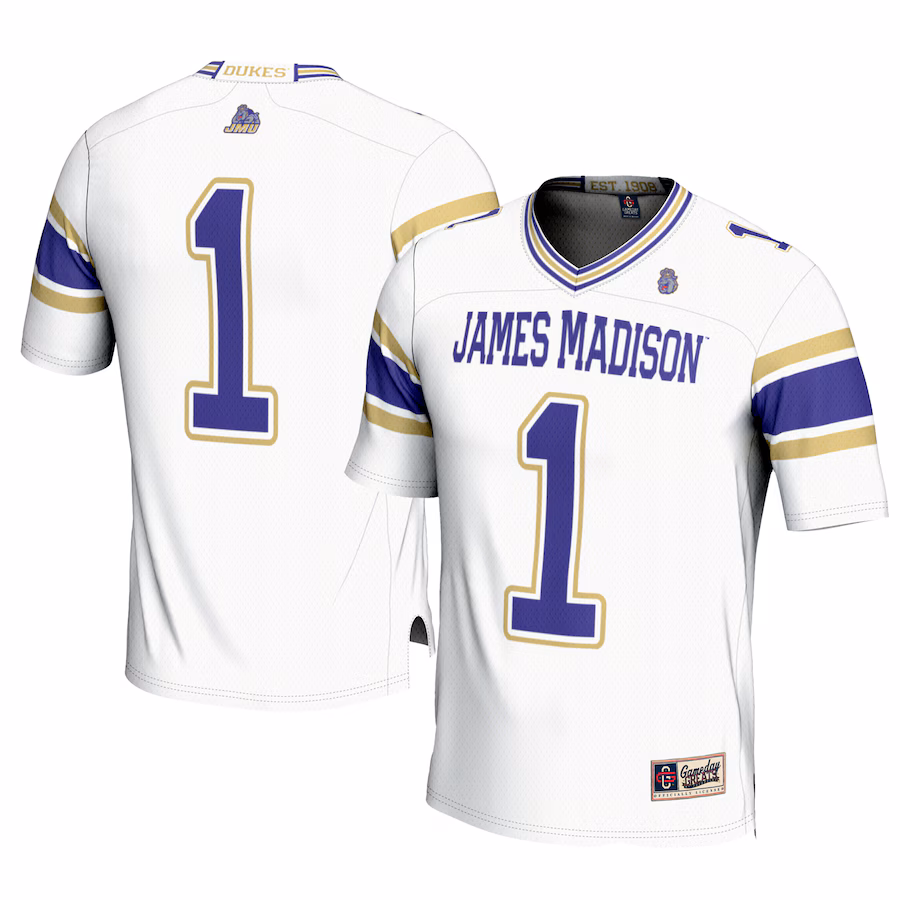 Men's GameDay Greats #1 White James Madison Dukes Football Jersey - Puhuasuan