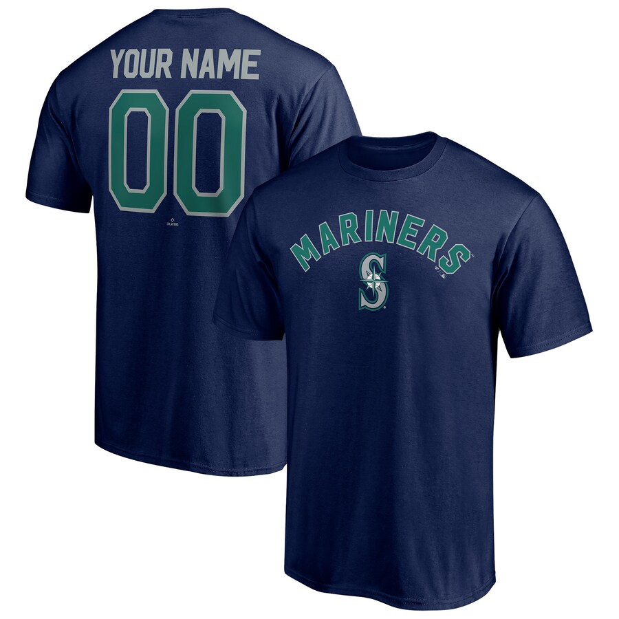 Men's Seattle Mariners Navy Personalized Team Winning Streak Name & Number T-Shirt - Puhuasuan