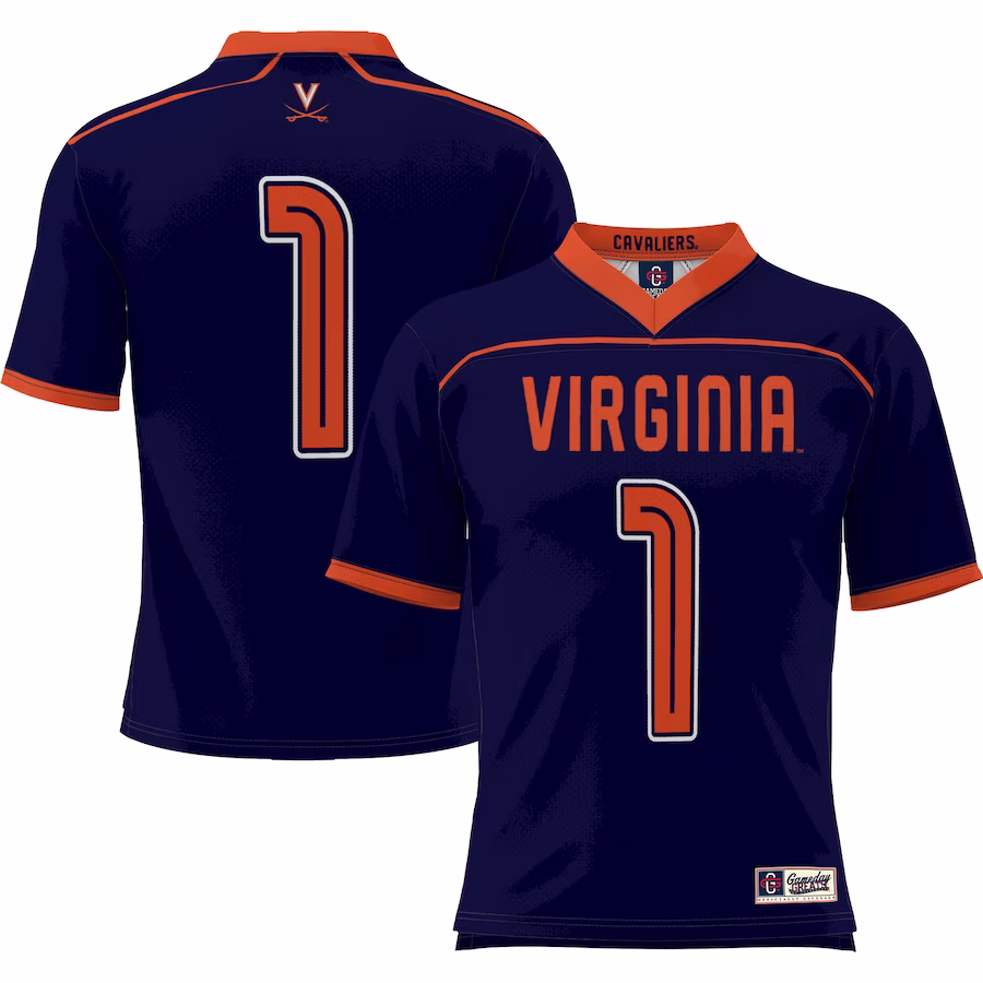 #1 Virginia Cavaliers GameDay Greats Youth Men's Lacrosse Lightweight Fashion Jersey - Navy - Puhuasuan