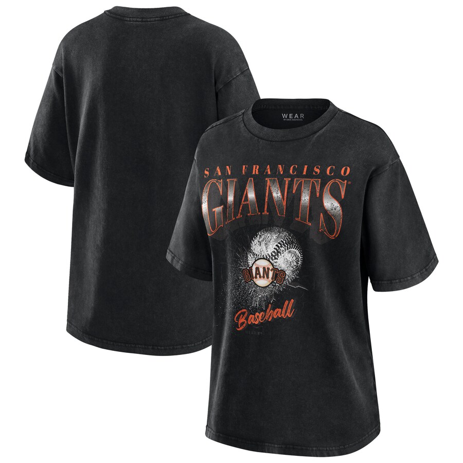 Women's San Francisco Giants WEAR by Erin Andrews Charcoal Boyfriend T-Shirt - Puhuasuan