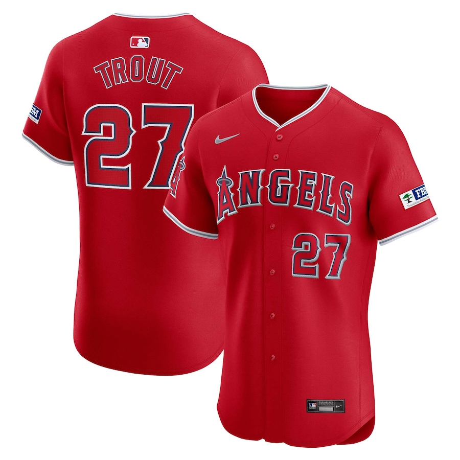 Men's Los Angeles Angels Mike Trout Nike Red Alternate Elite Player Jersey - Puhuasuan