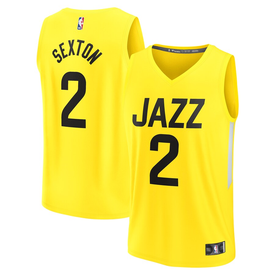 Men's Utah Jazz Collin Sexton Fanatics Yellow Fast Break Replica Player Jersey - Icon Edition - Puhuasuan