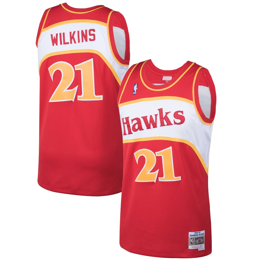 Men's Atlanta Hawks Dominique Wilkins Mitchell & Ness Red 1986/87 Hardwood Classics Swingman Jersey - Puhuasuan
